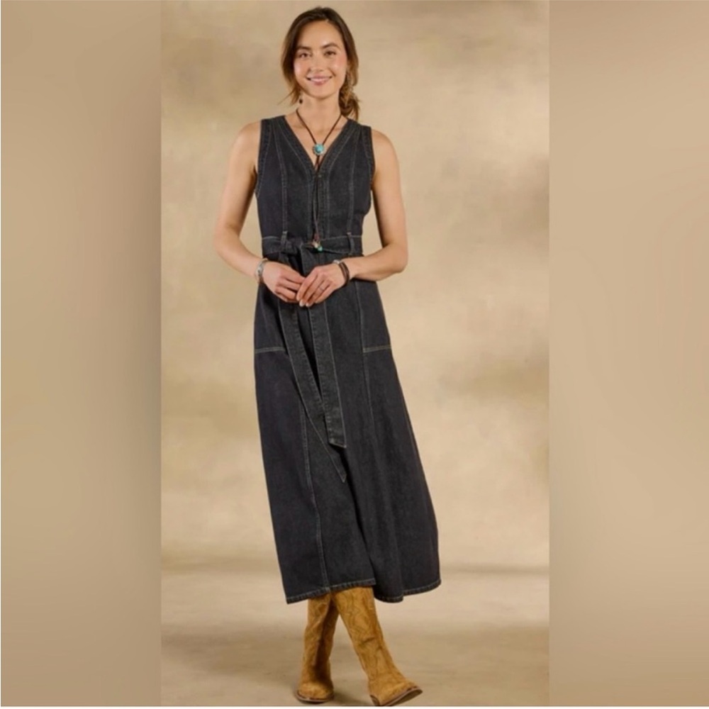 Sundance Black Poppy Denim Sleeveless Dress
